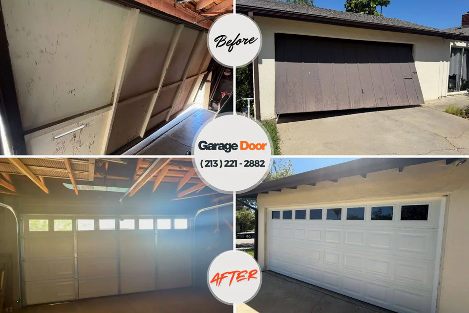 Before and after: garage door repair Calvert Beach, MD